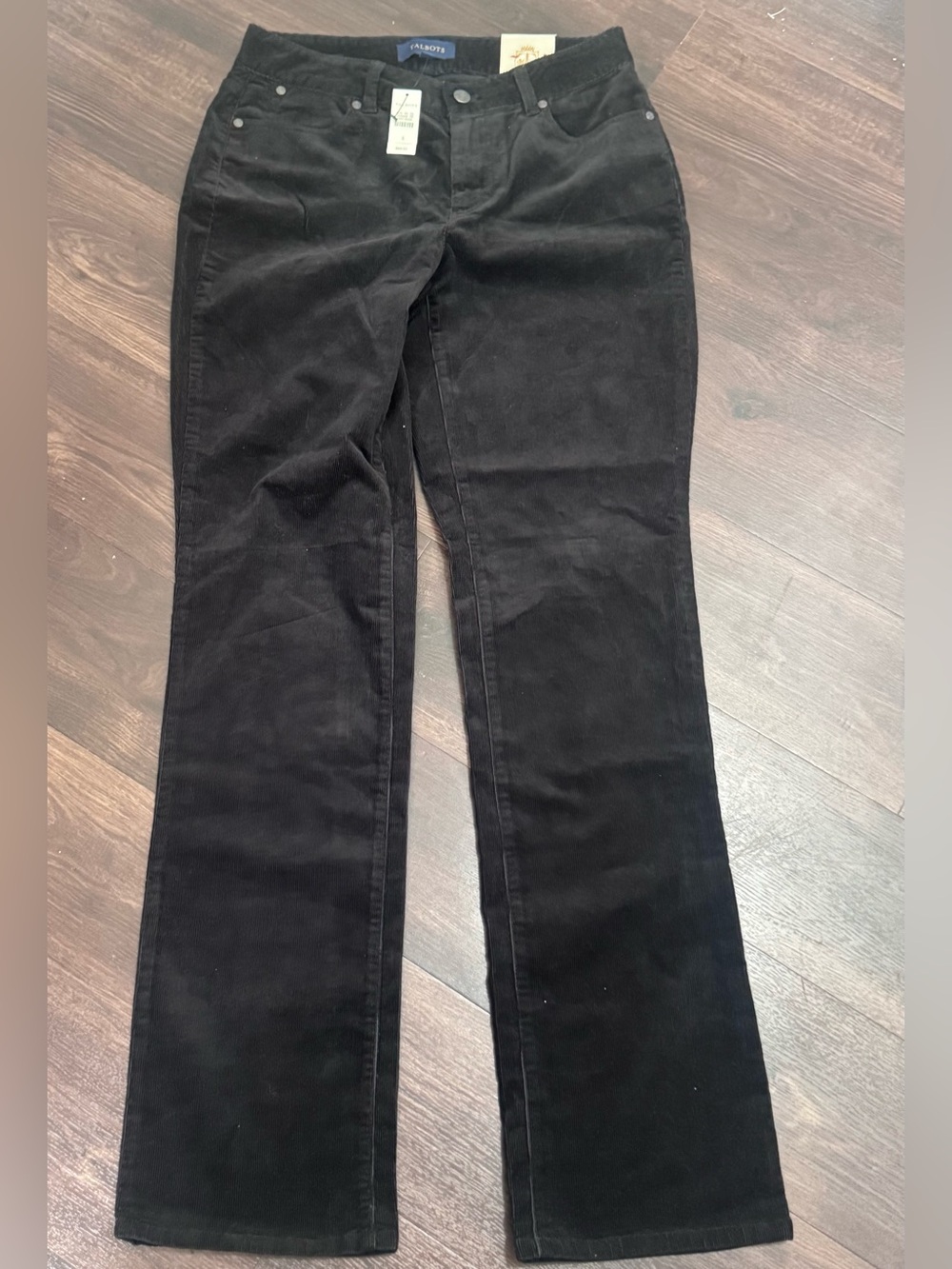 NWT Talbots Black Corduroy Straight Leg Pants